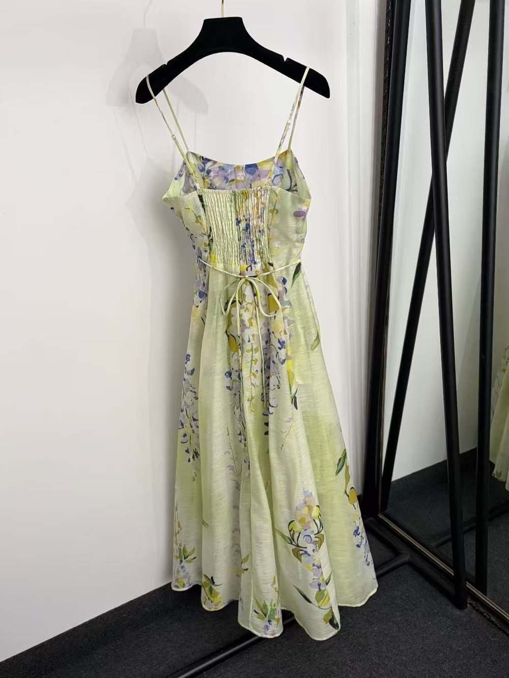 Floral Spaghetti-Strap Maxi Dress in Light Green - Picture 5 of 5